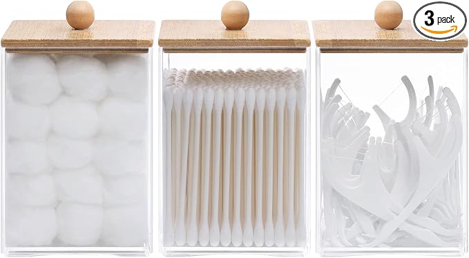 Tbestmax 3 Pack Square Qtip Holder - 12 oz Bathroom Organizers and Storage by Tbestmax