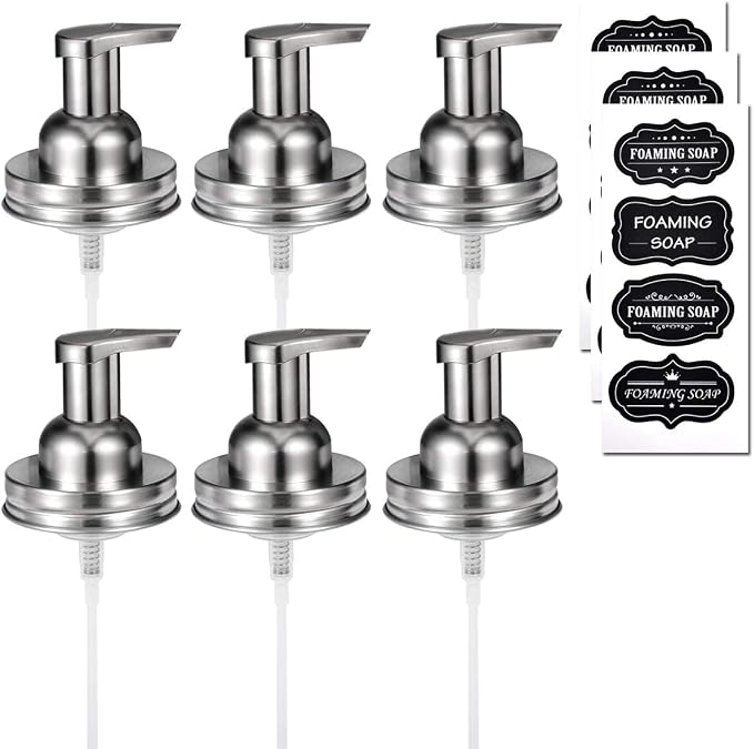 Amolliar Mason Jar Foaming Soap Dispenser Pump Lids, Refillable Foaming Pump - Image 2