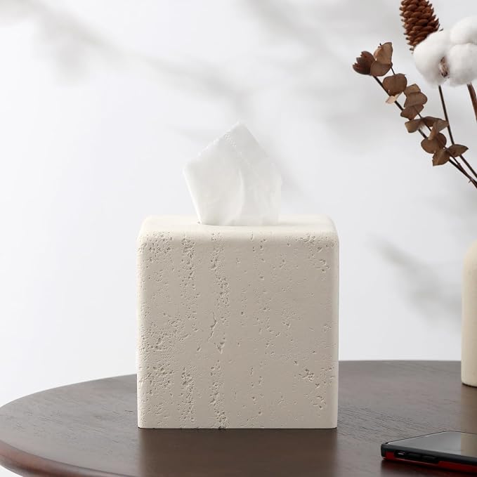 Tissue Box Cover Square, Resin Facial Tissue Holder Covers Toilet Paper Holder - Image 7
