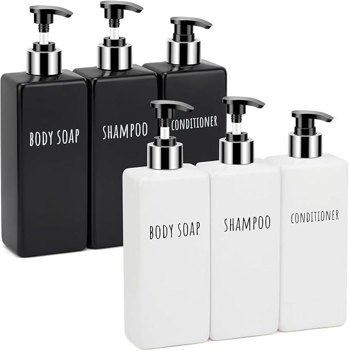 Segbeauty 6pcs Bathroom Soap Dispenser, 16.9oz Reusable Shampoo and Conditioner by Segbeauty