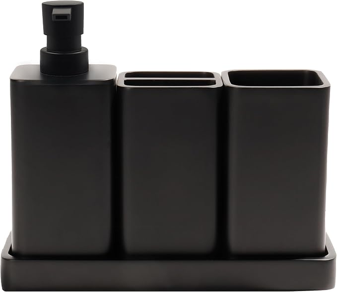 Bathroom Accessories Set, Soap Dispenser, Toothbrush Holder, Qtip Holder Set by YMXYJM