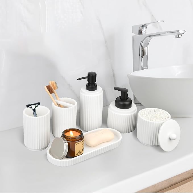White Bathroom Accessory Set - Image 4