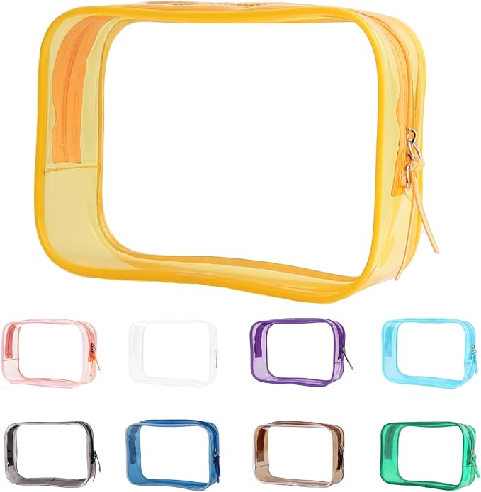 Buminee Clear Pouch Small, 6.6"x2.3"x4.7" Size TSA Approved Toiletry Bag by Buminee