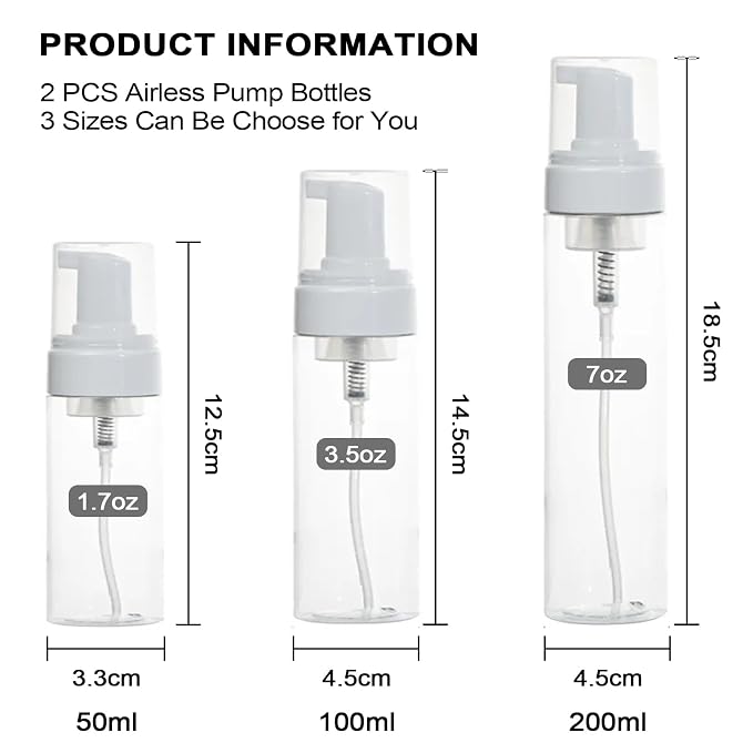 Foam Pump Bottle 3.5oz 2Pcs Foaming Soap Dispenser 100ml Foaming Spray Bottle - Image 2