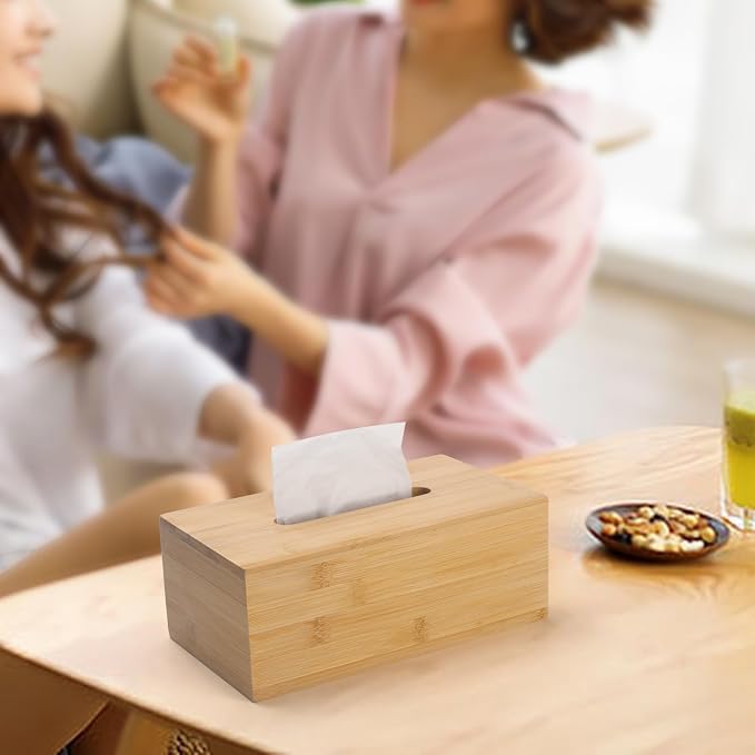 Tissue Box Cover, Rectangular Tissue Box Holder, Bamboo Facial Paper Holder - Image 6