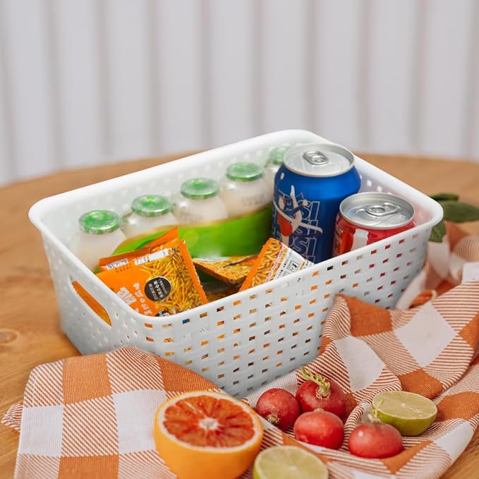 White Plastic Woven Storage Baskets - Image 3