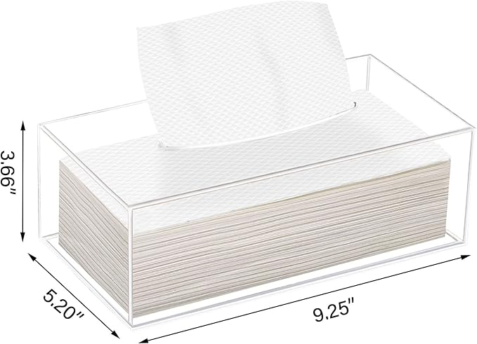 Clear Acrylic Tissue Box Holder, Rectangle Dispenser Tissue Box Cover - Image 2