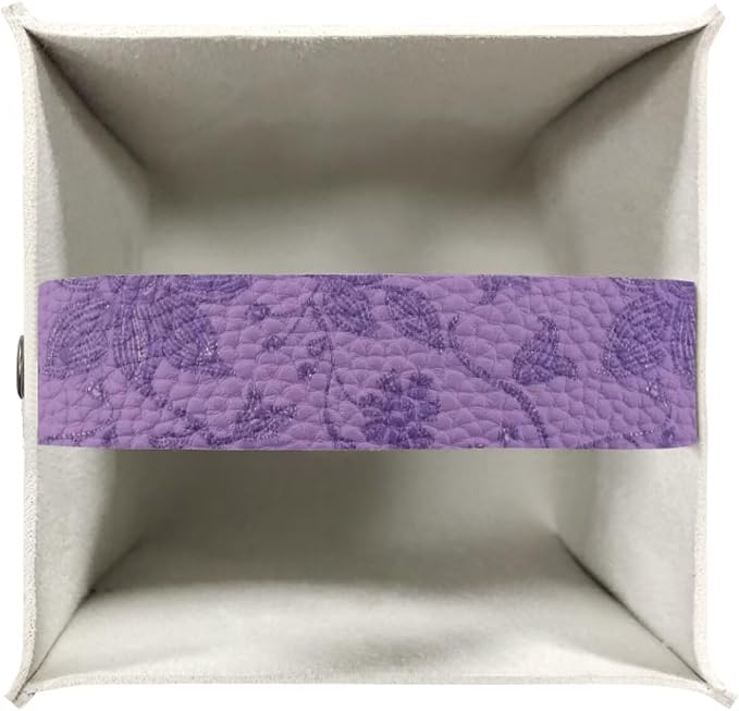 Purple Flowers Tissue Box Case PU Leather Square Modern Asthetic Tissue Box - Image 3