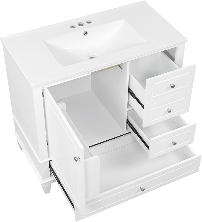 36" Bathroom Vanity with Sink, Harper & Bright Designs Free Standing Single - Image 9