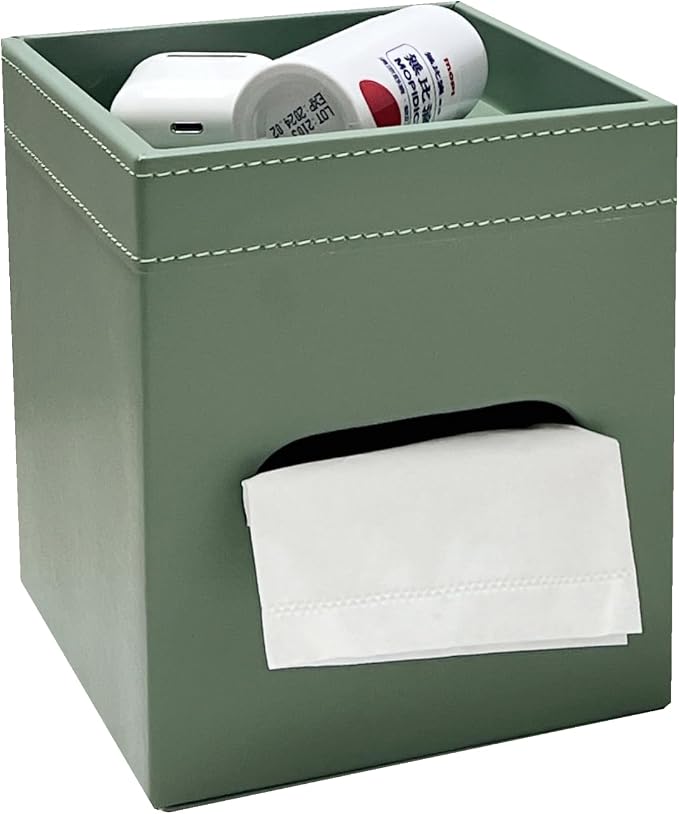 PU Leather Tissue Box Cover Square, Modern Tissue Holder by Arniche