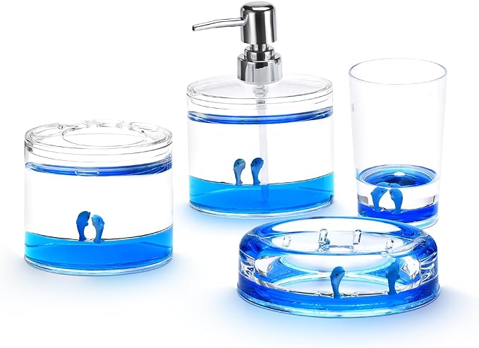 Locco Decor 4 Piece Acrylic Liquid 3D Floating Motion Bathroom Vanity Accessory by LoccoDecor