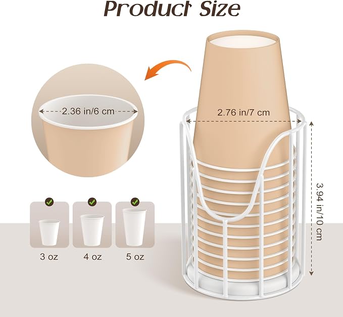 Luxspire Bathroom Cup Dispenser, 3-5oz Dixie Cup Dispenser, Metal Dixie Cup - Image 3