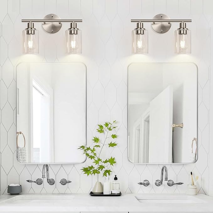2-Light Bathroom Light Fixtures, Brushed Nickel Vanity Light, Modern Vanity - Image 7