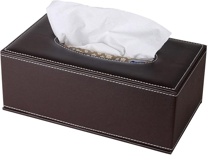 High-end Fashion Pu Leather Tissue Box Holder Business Black, Rectangular by RHCSZ