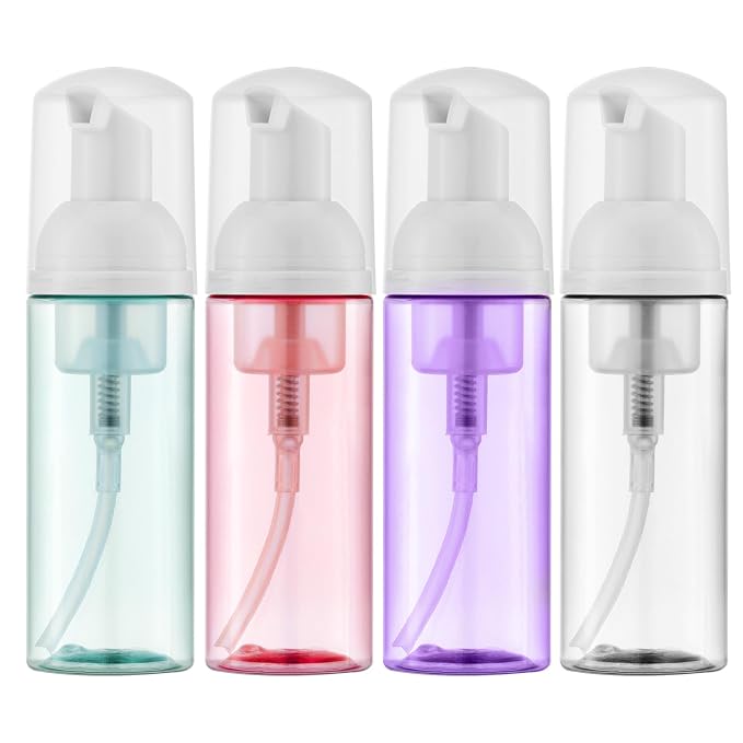 Foam Bottles, 2oz Foaming Pump Dispensers, Empty Travel Soap Mousse Bottle by HOME