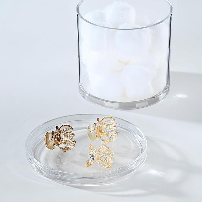 SheeChung 2-Pack Stackable Clear Qtip Holder - 10oz Crystal Apothecary Jars - - Image 4