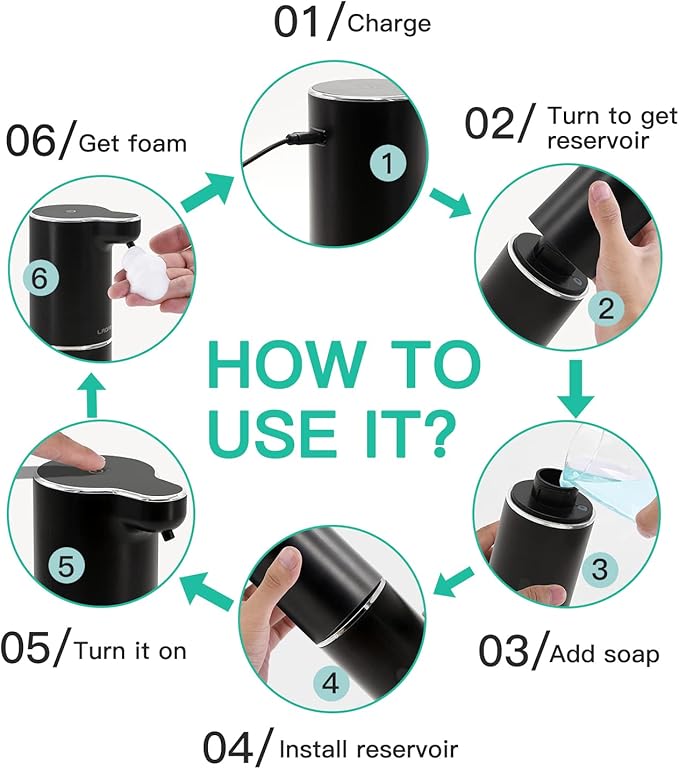 LAOPAO Automatic Foaming Hand Soap Dispenser Touchless Foam Soap Dispenser - Image 4