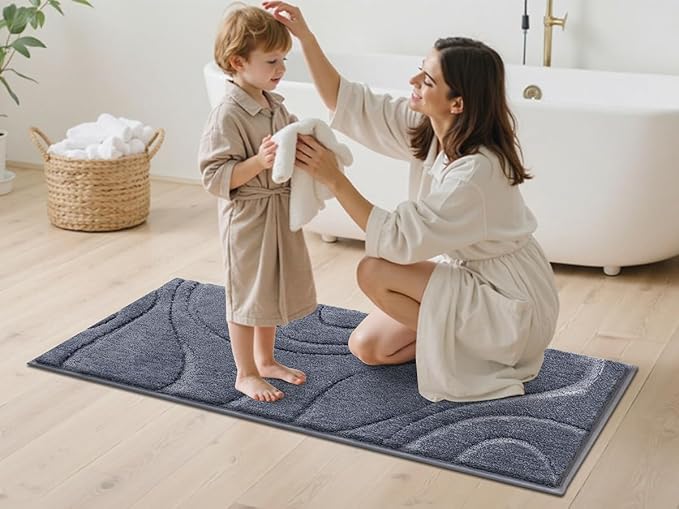 HEBE Bathroom Rug Sets 3 Piece, Non Slip Shower Mats - Image 7