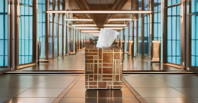Hymmah Modern Square Tissue Box Cover Holder, Bathroom Accessories Decor Unique - Image 4