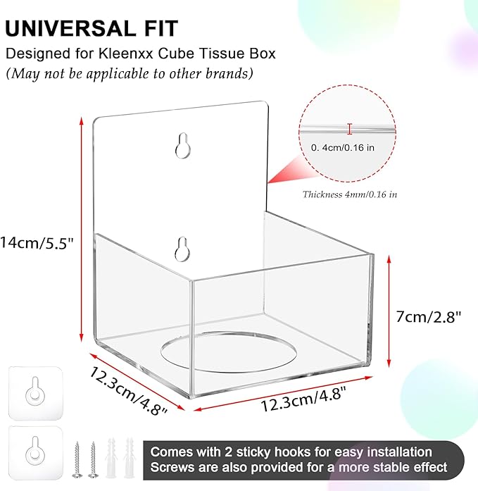 Acrylic Tissue Box Holder Wall Mounted, Classic Tissue Box Cover Tissues - Image 4