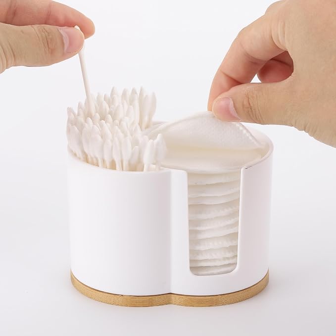 Tbestmax Qtip Dispenser 2-Grid Cotton Ball, Round Pads Holder - Image 3