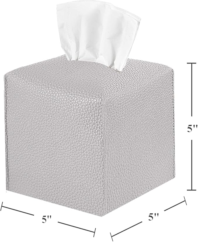 2 Pack, VIVIDLY Tissue Box Cover Holder, Square Modern PU Leather Tissue Box - Image 2