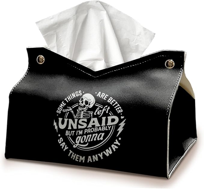Skeleton Funny Tissue Box Cover Rectangle, Gothic Skull Tissue Box Holder by UTELKA