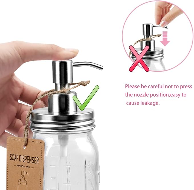 Amolliar Mason Jar Bathroom Accessories Set -Lotion Soap Dispenser & 2 Qtip - Image 2