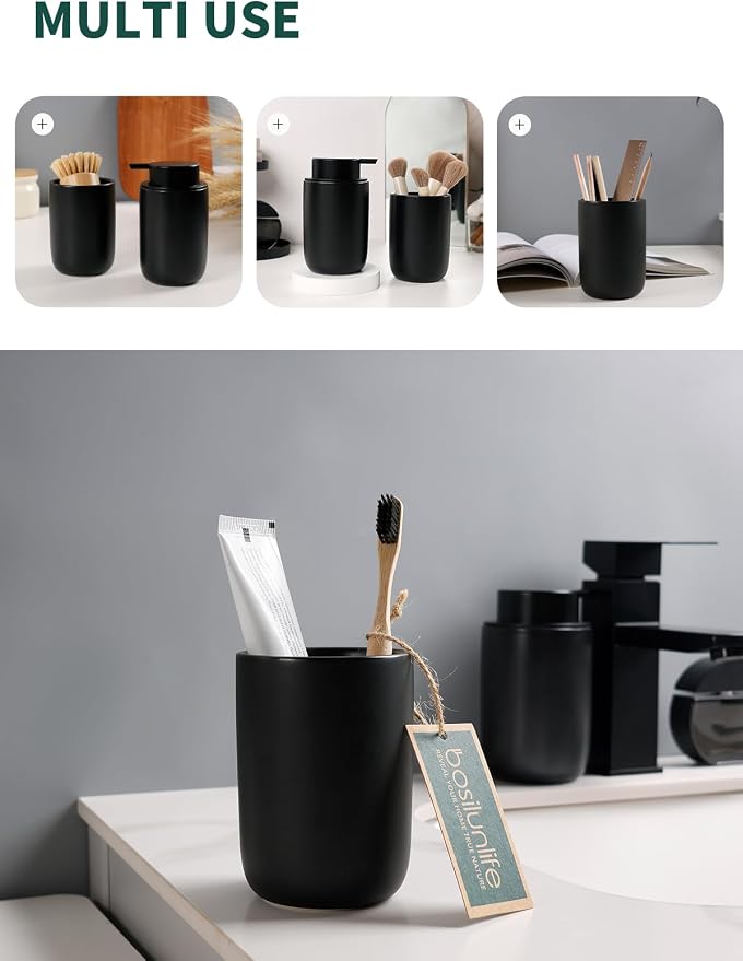 Bosilunlife Soap Dispenser and Toothbrush Holder Set - 11Oz Foam Soap Dispenser - Image 4