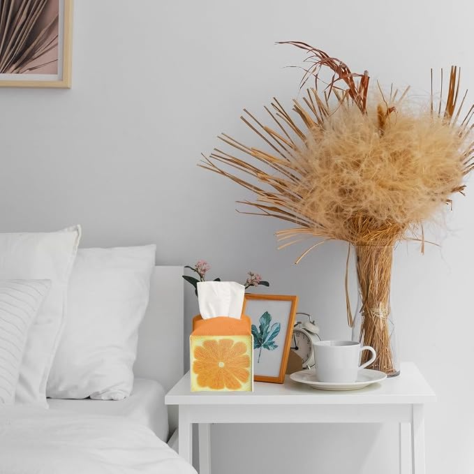 Cute Fruit Tissue Box Cover Funny Orange Citrus Square PU Leather Waterproof - Image 7