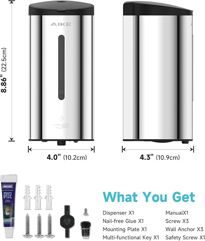AIKE Wall Mount Automatic Foam Soap Dispenser 25 OZ Commercial Large Capacity - Image 9