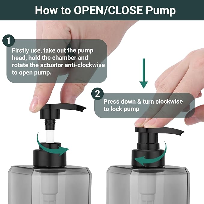 Suream 3 Packs Shampoo Dispenser, 27oz/800ml Square Plastic Shower Bottles - Image 4