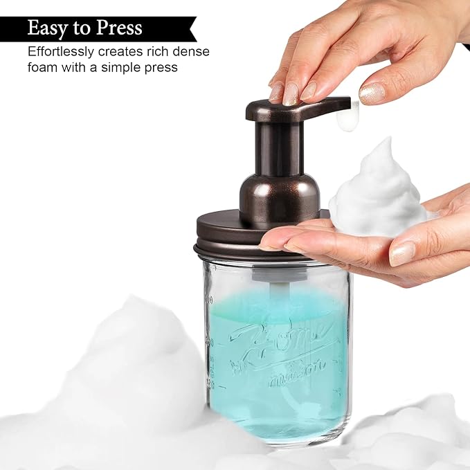SheeChung Mason Jar Foaming Soap Dispenser, Glass Foaming Hand Soap Dispensers - Image 4