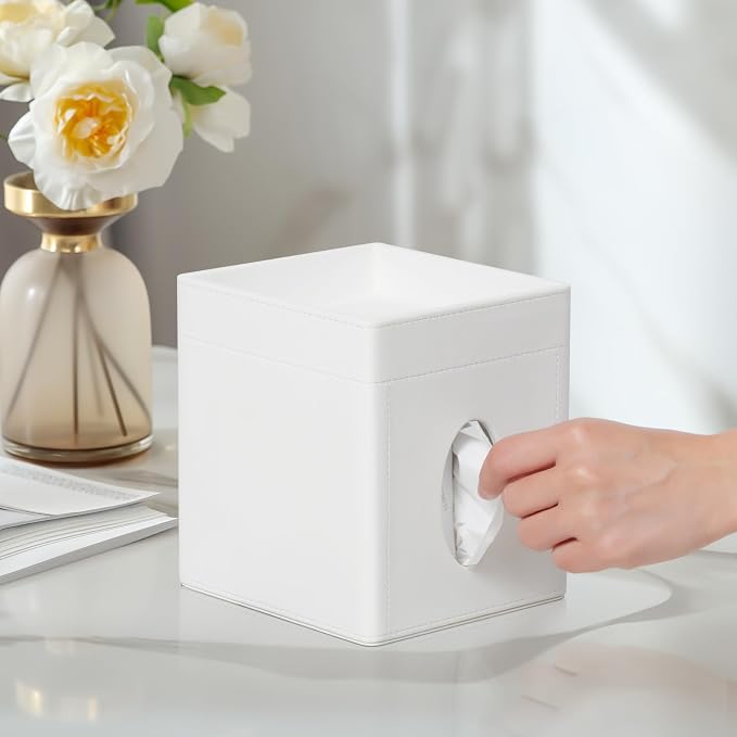 Tissue Box Cover, PU Leather Square Tissue Box Holder - Image 2