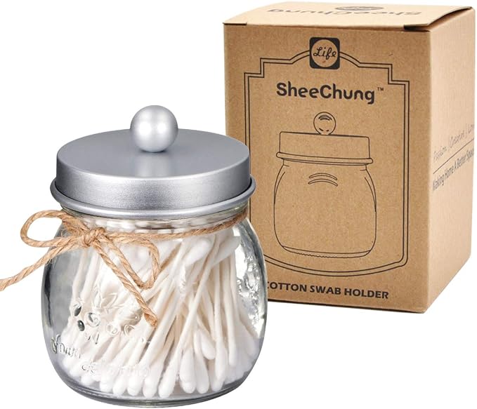 SheeChung 2 Pack Qtip Holder for Bathroom, Cotton Swab Holders, Cute Mason Jars - Image 7