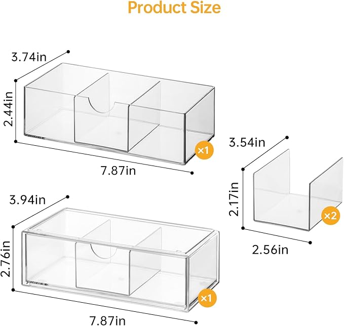 Medicine Cabinet Organizer 2 Pack, Stackable Storage Drawers - Image 2