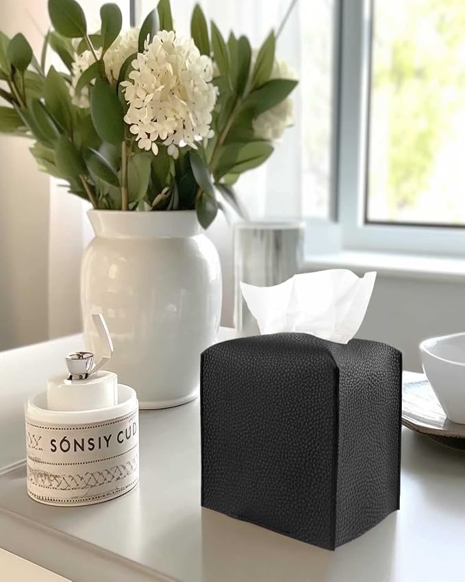 Leather Tissue Box Cover Square – Tissue Holder - Image 3