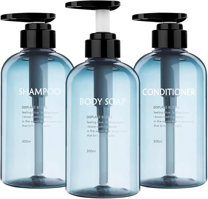 3pcs Refillable Shampoo and Conditioner Bottles, 16.9oz/500ml Shampoo by Wellax