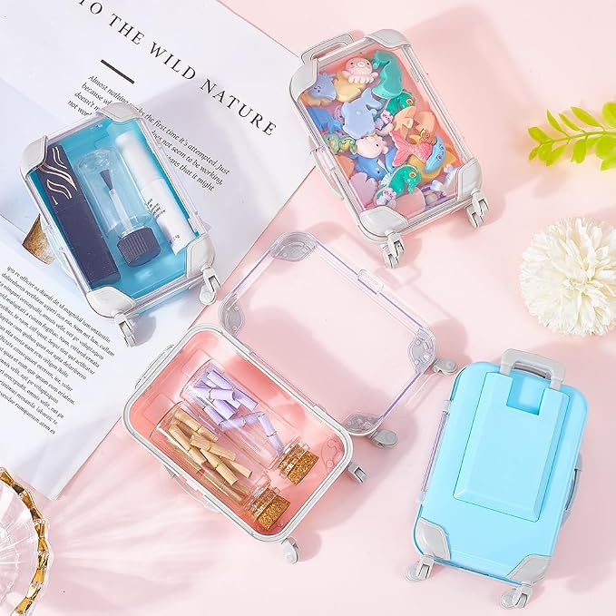 4Pcs 2 Colours Mini Suitcase Party Favor Gift Box Plastic Mini Luggage Empty - Image 3