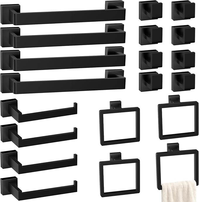 Bathroom Accessories Towel Bar Set: 20 Pieces Matte Black Bathroom Hardware by PAHSFSLLC