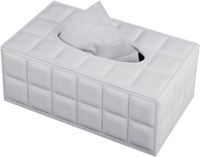 Tissue Box Cover Rectangle Tissue Box Holder PU Leather Facial Organizer by XNONE