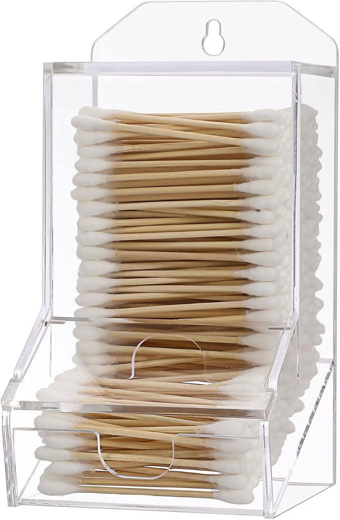 Hipiwe Clear Qtip Dispenser Wall Mount Acrylic Q Tip Holder Bathroom Cotton - Image 8