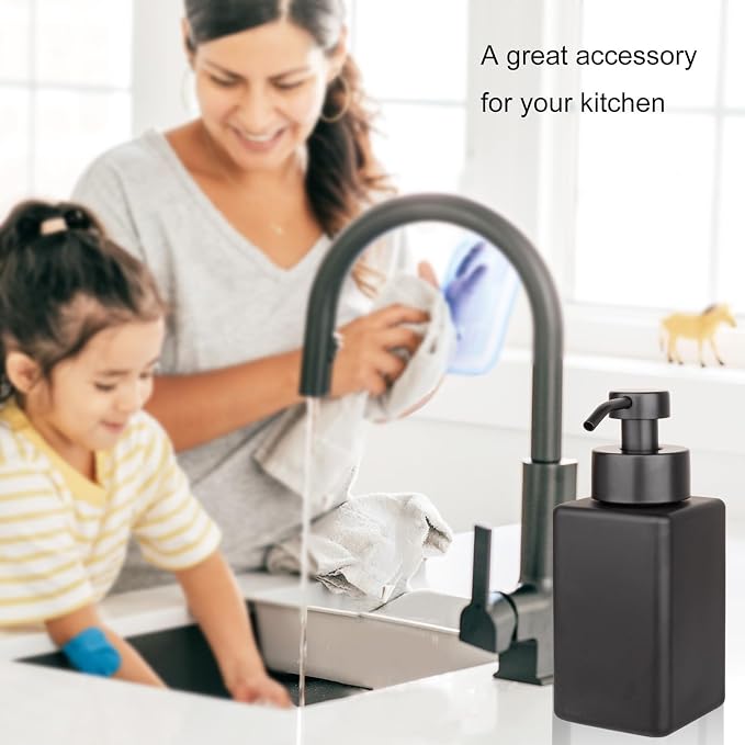 Foaming Soap Dispenser with Stainless Steel Pump, 12oz Refillable Glass Liquid - Image 5