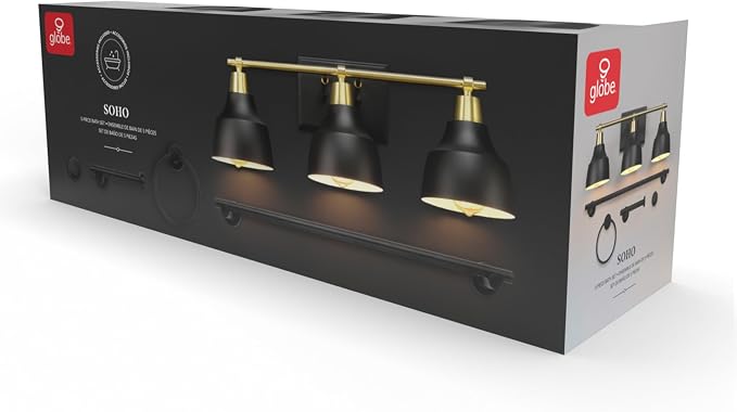Globe Electric 63000204 5-Piece All-in-One Bathroom Accessory Set, 3-Light - Image 9