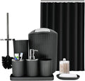 Black Bathroom Accessories Set, 9-Piece Bathroom Accessory Sets Complete by Unknown