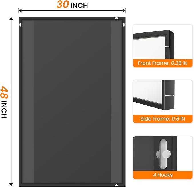 Bathroom Vanity Mirror for Wall, HD Shatterproof Glass, Hangs Horizontally or - Image 8