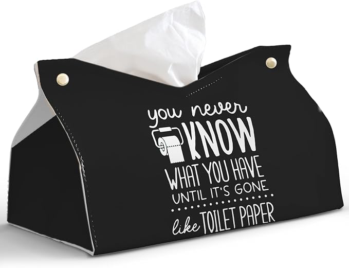 Black Leather Tissue Box Cover for Bathroom Decor, Funny Decorative Toilet by PaJiaNi