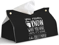 Black Leather Tissue Box Cover for Bathroom Decor, Funny Decorative Toilet by PaJiaNi