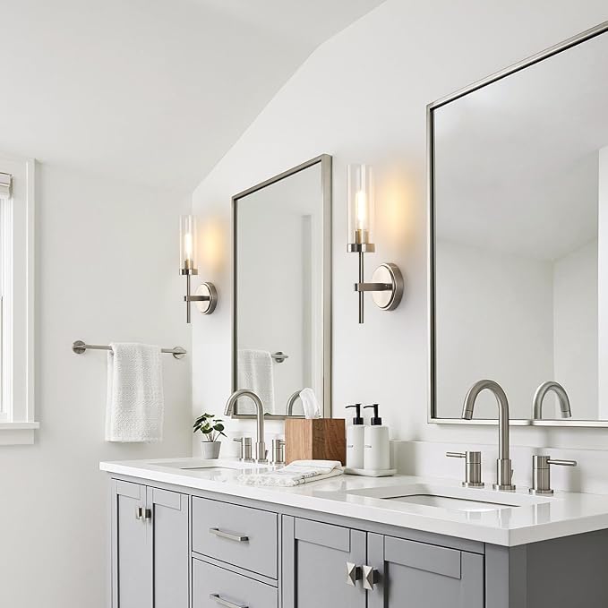 WILON Bathroom Wall Sconces Set of 2, Brushed Nickel Vanity Lights - Image 5