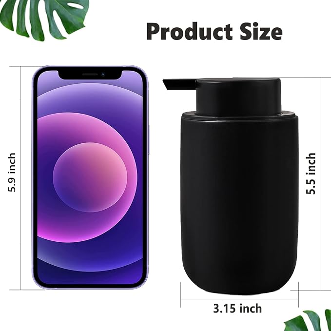 Black Soap Dispenser Set- Modern Ceramic Hand Dish Soap Dispenser - Image 7